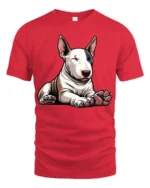 Cute Bull Terrier Dog Graphic T Shirt Funny Pet Lover Style Tee - red t-shirt on white background
