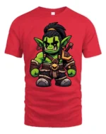 Fantasy Orc Character Graphic T Shirt Gamer Style Fashion Tee - red t-shirt on white background