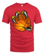Beast Claw Basketball Graphic T Shirt Cool Athlete Style Tee - red t-shirt on white background