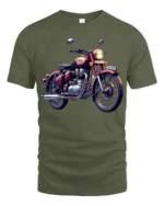 Vintage Classic Motorcycle Graphic T Shirt Retro Biker Style Tee - military green t-shirt on white background