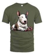 Cute Bull Terrier Dog Graphic T Shirt Funny Pet Lover Style Tee - military green t-shirt on white background