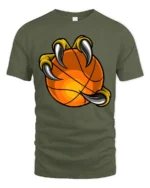 Beast Claw Basketball Graphic T Shirt Cool Athlete Style Tee - military green t-shirt on white background