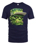 Street Style Monster Head Graphic T Shirt Urban Cool Style Tee - navy t-shirt on white background