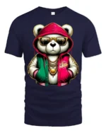 Cool Panda Streetwear Graphic T Shirt Hip Hop Style Tee - navy t-shirt on white background