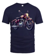 Vintage Classic Motorcycle Graphic T Shirt Retro Biker Style Tee - navy t-shirt on white background