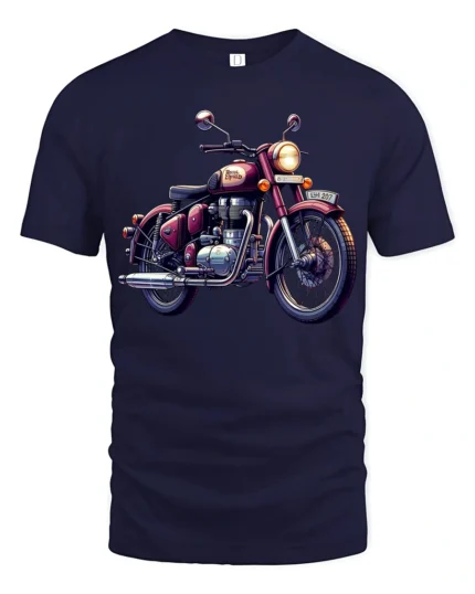 Vintage Classic Motorcycle Graphic T Shirt Retro Biker Style Tee - navy t-shirt on white background