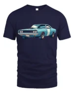 Vintage Classic Muscle Car Graphic T Shirt Retro Car Lover Tee - navy t-shirt on white background