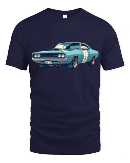 Vintage Classic Muscle Car Graphic T Shirt Retro Car Lover Tee - navy t-shirt on white background