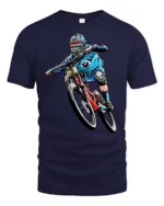Extreme Downhill Mountain Bike Graphic T Shirt Adventure Style Tee - navy t-shirt on white background