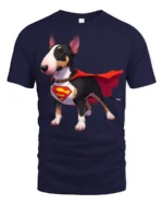 Superhero Dog Graphic T Shirt Cute Hero Puppy Style Tee - navy t-shirt on white background