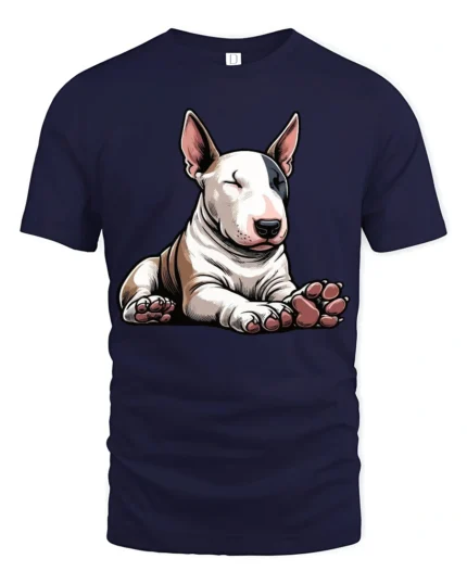 Cute Bull Terrier Dog Graphic T Shirt Funny Pet Lover Style Tee - navy t-shirt on white background