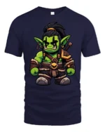 Fantasy Orc Character Graphic T Shirt Gamer Style Fashion Tee - navy t-shirt on white background
