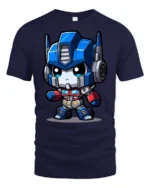 Cute Robot Hero Graphic T Shirt Sci Fi Cartoon Style Tee - navy t-shirt on white background