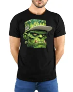 Street Style Monster Head Graphic T Shirt Urban Cool Style Tee - model wearing black tee with hands behind back