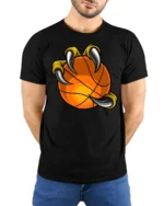 Beast Claw Basketball Graphic T Shirt Cool Athlete Style Tee - model wearing black tee with hands behind back