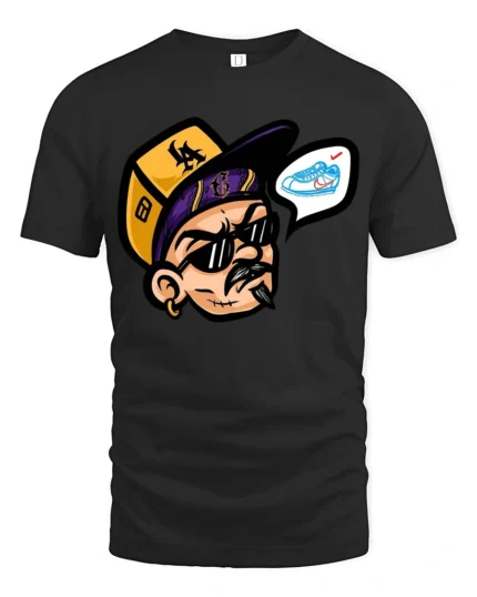 Funny Street Style Sneaker Head Graphic Tee Urban Tshirt - black t-shirt on white background