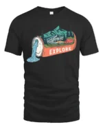 Explore Nature Graphic Tee Camping Adventure Outdoor Tshirt - black t-shirt on white background