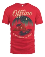 Offline Is The New Luxury Graphic Tee Nature Cabin Tshirt - red t-shirt on white background