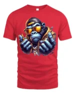 Cool Street Gorilla Graphic Tee Hip Hop Urban Style Tshirt - red t-shirt on white background