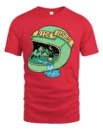 Ride Nature Helmet Graphic Tee Adventure Outdoor Tshirt - red t-shirt on white background