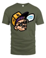 Funny Street Style Sneaker Head Graphic Tee Urban Tshirt - military green t-shirt on white background