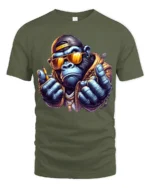 Cool Street Gorilla Graphic Tee Hip Hop Urban Style Tshirt - military green t-shirt on white background
