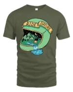 Ride Nature Helmet Graphic Tee Adventure Outdoor Tshirt - military green t-shirt on white background