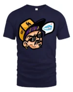 Funny Street Style Sneaker Head Graphic Tee Urban Tshirt - navy t-shirt on white background