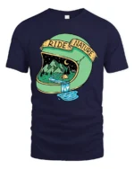 Ride Nature Helmet Graphic Tee Adventure Outdoor Tshirt - navy t-shirt on white background