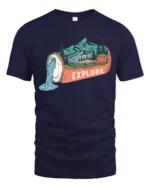 Explore Nature Graphic Tee Camping Adventure Outdoor Tshirt - navy t-shirt on white background