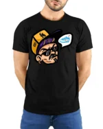 Funny Street Style Sneaker Head Graphic Tee Urban Tshirt - model wearing black tee with hands behind back