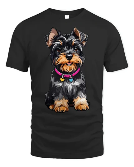 Cute Yorkshire Terrier Graphic Tee Adorable Puppy Lover Tshirt - black t-shirt on white background