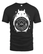 Cute Totoro Style Forest Graphic Tee Nature Spirit Tshirt - black t-shirt on white background
