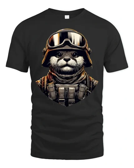 Tactical Otter Soldier Graphic Tee Military Style Tshirt - black t-shirt on white background
