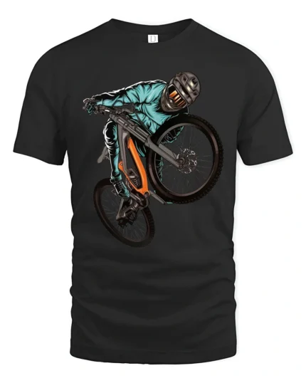 Extreme Mountain Bike Graphic Tee Freestyle Rider Sport Tshirt - black t-shirt on white background