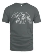 Minimal Bear Nature Graphic Tee Mountain Forest Art Tshirt - gray t-shirt on white background