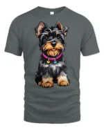 Cute Yorkshire Terrier Graphic Tee Adorable Puppy Lover Tshirt - gray t-shirt on white background
