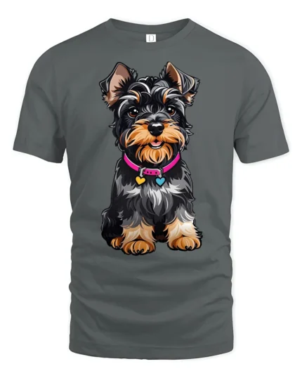Cute Yorkshire Terrier Graphic Tee Adorable Puppy Lover Tshirt - gray t-shirt on white background