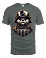 Tactical Otter Soldier Graphic Tee Military Style Tshirt - gray t-shirt on white background