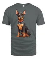 Cute Doberman Dog Graphic Tee Loyal Puppy Lover Tshirt - gray t-shirt on white background