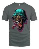 Fierce Rottweiler Graphic Tee Street Style Urban Dog Tshirt - gray t-shirt on white background