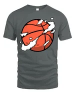 Cool Basketball Graphic Tee Sport Style Urban Game Tshirt - gray t-shirt on white background