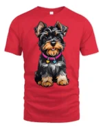 Cute Yorkshire Terrier Graphic Tee Adorable Puppy Lover Tshirt - red t-shirt on white background