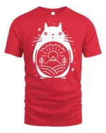 Cute Totoro Style Forest Graphic Tee Nature Spirit Tshirt - red t-shirt on white background