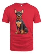 Cute Doberman Dog Graphic Tee Loyal Puppy Lover Tshirt - red t-shirt on white background