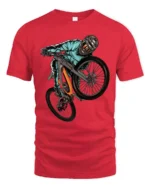 Extreme Mountain Bike Graphic Tee Freestyle Rider Sport Tshirt - red t-shirt on white background