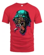 Fierce Rottweiler Graphic Tee Street Style Urban Dog Tshirt - red t-shirt on white background