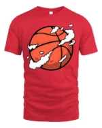 Cool Basketball Graphic Tee Sport Style Urban Game Tshirt - red t-shirt on white background