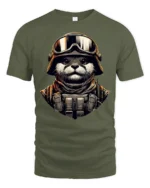 Tactical Otter Soldier Graphic Tee Military Style Tshirt - military green t-shirt on white background