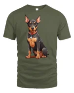 Cute Doberman Dog Graphic Tee Loyal Puppy Lover Tshirt - military green t-shirt on white background
